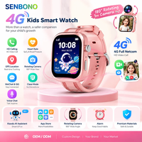 Montre connectée pour enfants SENBONO 4G avec GPS Tracker 180 °   Montre connectée pour la sécurité des enfants avec caméra rotative, appel vidéo, alarme de pression et accès au marché d'applications