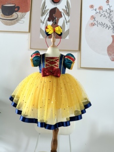 ชุดเดรสเจ้าหญิงสีขาวลายการ์ตูนสำหรับเด็กผู้หญิงผลิตในเวียดนามพร้อมสายรัดรูปทรงสำหรับเด็ก - Product Image 6