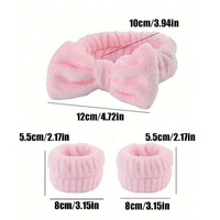 Lot économique d'accessoires de lavage du visage pour fille : Bandeau pour le visage et bandeau de poignet, en peluche absorbante et résistante à l'humidité, avec nœud