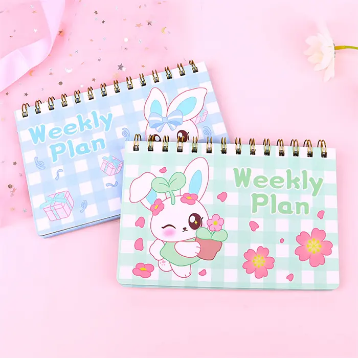 China market hot selling school office stationery items 2024 wholesale a6 Kawaii rabbit hardcover spiral journal diary notebook