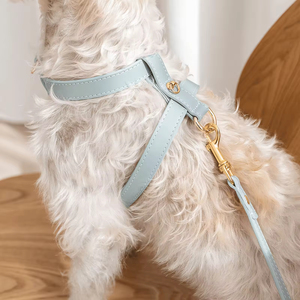 Bon service ensemble de harnais pour chien en cuir de luxe réglable en cuir de luxe harnais de plaque de poitrine pour chien randonnée harnais pour chien - Product Image 4