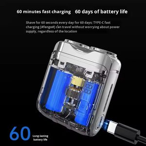Mini rasoir électrique portable pour hommes, charge rapide, compact, double lame, étanche IPX5, lavable, rasoir rotatif rechargeable par USB, pour la barbe - Product Image 4