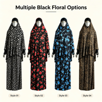 Kaftan Abaya fleuri pour femmes musulmanes grandes tailles - Robe de prière modeste en polyester respirant