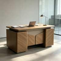 Bureau de direction moderne de luxe, grand bureau en bois pour dirigeant, bureau de gestionnaire pour mobilier de bureau administratif, design de salle de PDG