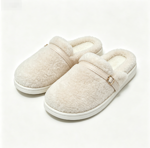 Modern Lady Sakura Pink Soft Warm Plush Faux Fur <b>Slippers</b> <b>Wide</b> Toe Breathable Sole Winter OEM Service Contact Supplier Wedding - Product Image 4