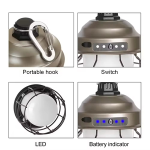Lanterne LED vintage portable rechargeable, batterie 3600mAh, lampes de camping étanches, lampes de tente, lampes de jardin, lampes d'extérieur - Product Image 6