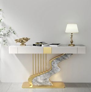 <span class=keywords><strong>Entrée</strong></span> de luxe lumineuse <span class=keywords><strong>avec</strong></span> <span class=keywords><strong>tiroir</strong></span> <span class=keywords><strong>Console</strong></span> Table moderne simple Table d'appoint Couloir Allée <span class=keywords><strong>Console</strong></span> murale Armoire - Product Image 4