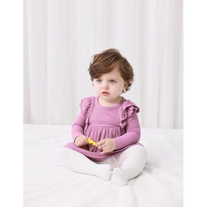 Camiseta de Manga Larga para Niña Pequeña BambooBud, Top con Volantes, Algodón y Fibra de Bambú, 2-5 Años - Product Image 3