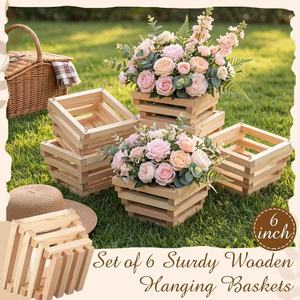 Wooden hanging flower pot <b>basket</b>, indoor balcony decorative <b>plant</b> hanging <b>basket</b>, multi-purpose outdoor flower pot orchid - Product Image 2