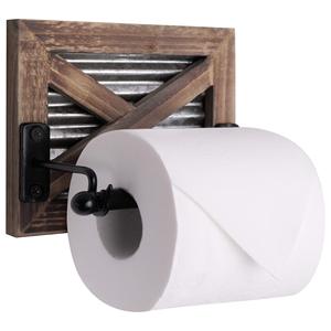 Black Metal Wooden Bathroom Towel Toilet Paper Holder