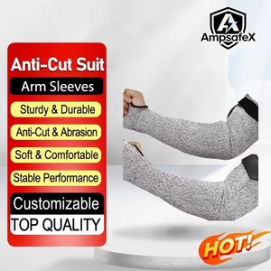 AmpsafeX Mangas Protectoras Resistentes a Cortes Nivel 5 HPPE, Antideslizantes, Lavables, Grises, Equipo de Seguridad para Cocina y Trabajo Industrial - Product Image 3