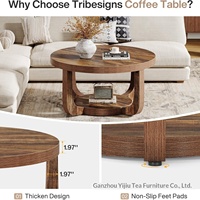 Table basse la plus vendue, style américain moderne, en bois, double niveau, avec rangement intégré, en panneau de densité