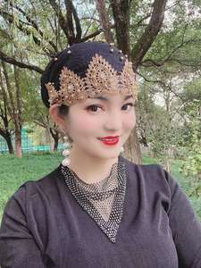 Chapeau Hui brodé à la mode, nouveau design <span class=keywords><strong>2022</strong></span>, avec perles en forme de vis, chapeau de fée, bonnet Baotou, foulard musulman pour femmes - Product Image 2