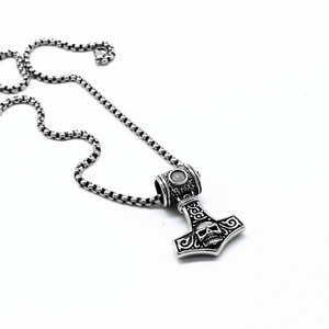 Colgante de martillo de Thor de yunnique, collar de acero inoxidable con diseño de calavera para hombre, joyería de moda de estilo gótico - Product Image 2