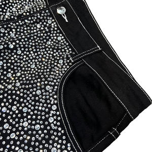 جينز رجالي بتصميم عتيق وعصري مع أربطة طويلة، تصنيع مخصص، جينز واسع الساق مستقيم مزين بالأحجار اللامعة للرجال - Product Image 3