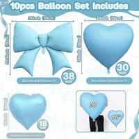 Lot de 10 ballons cœur rose crème avec nœud en aluminium, 18, 30, 38 pouces, pastel, pour décoration de fête prénatale, anniversaire, mariage
