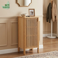 Meuble de rangement au sol en bambou écologique avec portes à lattes et étagères pour la maison, la salle de bain, la chambre à coucher, l'armoire - Vente directe usine