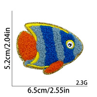 Nuevos parches termoadhesivos de chenilla bordados con animales marinos (tiburón, cangrejo, pez, estrella) para manualidades, bolsos, sombreros y ropa