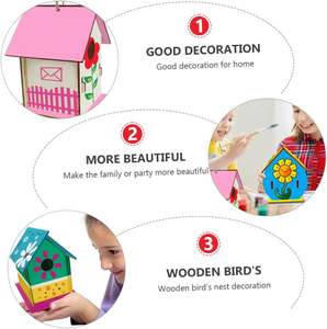 2 Stuks Creatieve Diy Onafgewerkte Houten Vogelhuisje Duurzaam Tuindecor Voor Gebruik Buitenshuis Eenvoudig Te Bouwen Verf Knoopsluiting Voor Vogels - Product Image 5