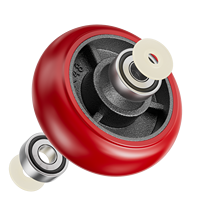 Roue pivotante industrielle en PU rouge de 4/5/6/8 pouces avec frein intégral, noyau en fonte, roue en polyuréthane, capacité de charge de 300 kg, fonctionnement silencieux