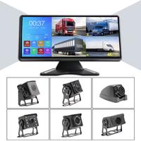 Monitor de Pantalla Cuádruple de 10.36 Pulgadas, Cámara de Respaldo HD de 4 Canales, Sistema DVR de Estacionamiento con Vista Panorámica de 360°, Control Remoto, 1 Año de Garantía para Camiones/RV