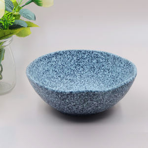 「3ブルー/パープル/グリーン反応バブル釉薬ドット15オンス容量マイクロ波オーブン中古セラミックサラダボウルのセット」 - Product Image 2