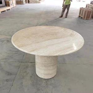Mesa de comedor de travertina de piedra natural italiana, moderna, redonda, de mármol - Product Image 4