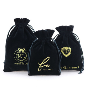 Custom Black Drawstring Velvet Bag <b>Pouch</b> with Logo Super Soft Velvet Drawstring Bag Packing for Jewelry Packaging Gift Antique - Product Image 1