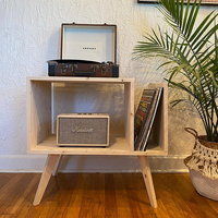 Meuble de lecteur d'enregistrement en bois vinyle, armoire moderne Mid year, rangement pour enregistrement