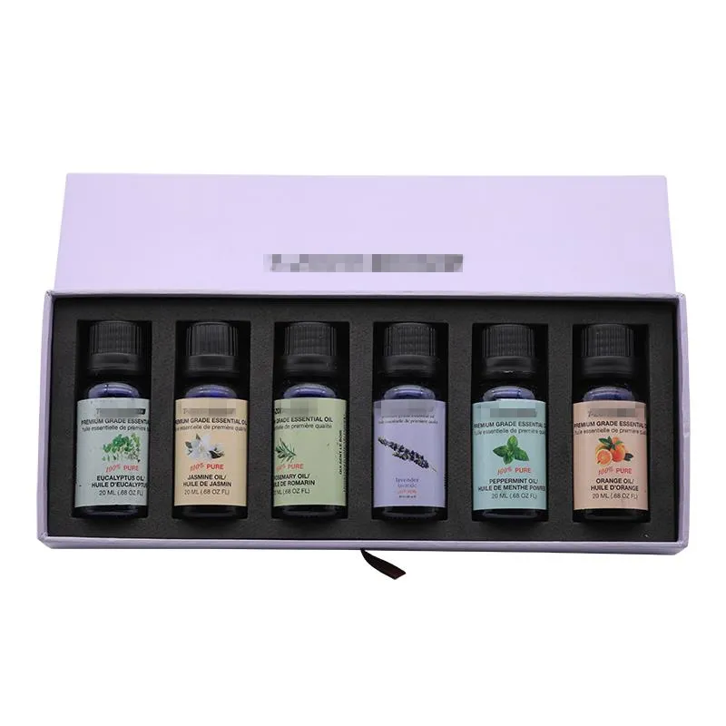 Private Label Ätherische Öle 10ml Lavendel Pfefferminze Zitrone Jasmin Eukalyptus Orange 6 Flaschen Set