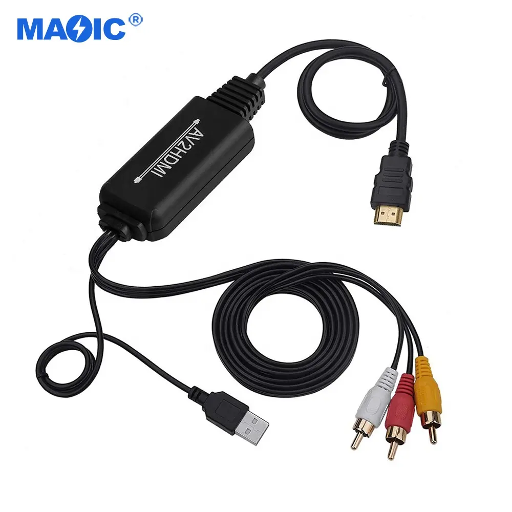 Cables Commonly Used Accessories 3RCA CVBS Composite Audio Video to 1080P HDMI RCA to HDMI Converter Cable AV to HDMI Converter