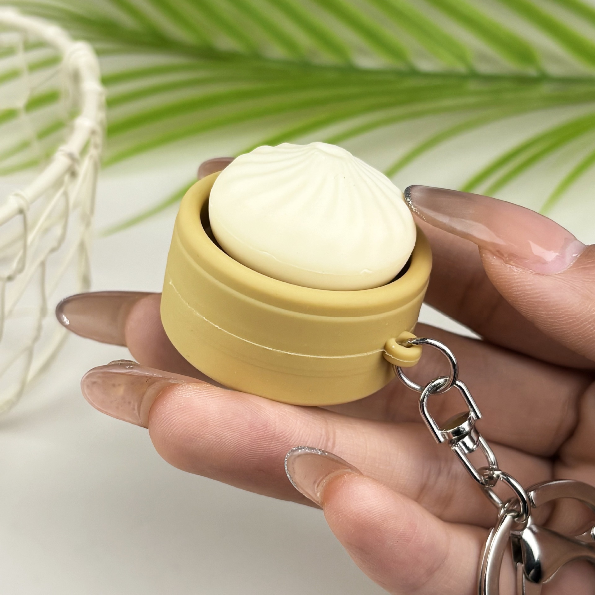 Baozi stress relief button keychain