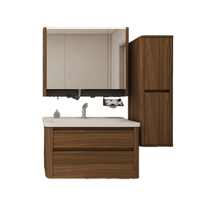 Simple Bathroom Plywood Vanity Cabinet Combination Set with <b>Led</b> <b>Mirror</b> and Ceramic Basin - Product Image 1
