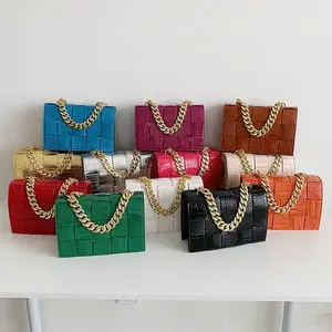 여성 사용자 정의 도매 봄 간단한 Vinate PU 가죽 광장 디자이너 슬링 체인 지갑 어깨 가방