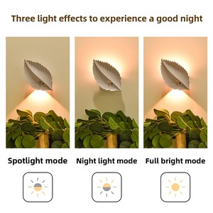 Creative Leaf Shaped Night <b>Light</b> USB Rechargeable Stepless Dimming <b>Wall</b> Lamp 10 Colors Bedside Lamps Bedroom Decoration - Product Image 3