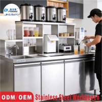 Station de préparation de bubble tea robuste avec évier, solutions de plan de travail en acier inoxydable OEM/ODM direct usine pour la restauration mondiale