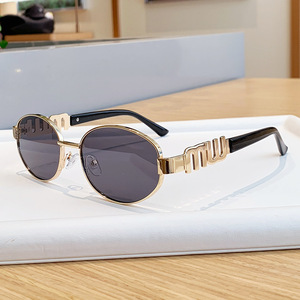 Metal Full Frame Oval <b>Sunglasses</b> For Women UV400 Type 3 Sunshades High End Feel - Product Image 2
