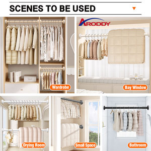 ARODDY <span class=keywords><strong>Barre</strong></span> de séchage portable 43,31-74,8 pouces pour vêtements, salle de bain, balcon – Tringle <span class=keywords><strong>télescopique</strong></span> réglable pour <span class=keywords><strong>rideau</strong></span> de <span class=keywords><strong>douche</strong></span> et vêtements - Product Image 4