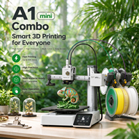 Printer 3D Desktop Otomatis Bamboo Lab A1mini, Mendukung PLA, Konektivitas USB/Wi-Fi, Layar LCD, Auto Leveling, Plat Datar, Baru