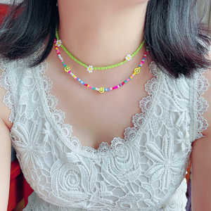 Collier ras de cou <span class=keywords><strong>en</strong></span> perles pour femmes, breloque bohème fait à la main, <span class=keywords><strong>Smiley</strong></span> Girl, chaînes esthétiques, cadeau de bijoux - Product Image 2