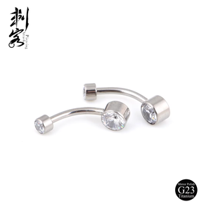 Titanium Gold Plated Internal Thread Navel Belly Ring with CZ Stone for Wedding &amp; Engagement Body Piercing Jewelry - Product Image 1