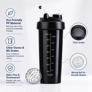 Botella Mezcladora Deportiva Innovadora con Asa Ajustable, 100% a Prueba de Fugas, Vaso Mezclador de Proteínas Ecológico de PP para Nutrición - Product Image 4