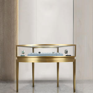 Metall glas Showcase benutzer definierte bodens tehende Shop Display Stand LED Licht Vitrine Schmuck Display Rack mit Retail Store - Product Image 4