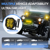 Feux de brouillard LED tout-terrain de 5 pouces, feux de travail auxiliaires avec commande intégrée dans la voiture, oscillation vers le haut et vers le bas pour 4x4 UTV, camion tout-terrain