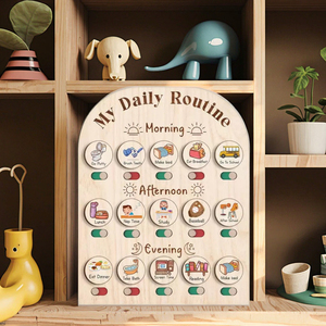 Jouet de tableau de routine quotidienne en <span class=keywords><strong>bois</strong></span> pour enfants éducatif et amusant organisateur d'horaire en <span class=keywords><strong>bois</strong></span> pour enfants cadeau parfait pour l'apprentissage - Product Image 2