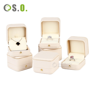 Pu Leather Jewelry <b>Boxes</b> With Round Corner Gold Trim Custom Logo Portable For Rings Necklaces Diamond Jewelry <b>Storage</b> Wholesale - Product Image 3