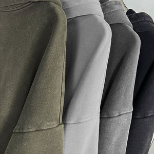 Felpa con Cappuccio Vintage Personalizzabile da <span class=keywords><strong>Uomo</strong></span>, Streetwear Primaverile 450GMS, Ricamata, Doppio Strato, Lavaggio Acido, con Tasca a Marsupio - Product Image 4