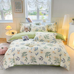 Juego de Sábanas Nórdicas Geométricas Azules y Grises de Algodón Puro de Cuatro Piezas, Fundas de Almohada, Juego de Funda Nórdica - Product Image 4