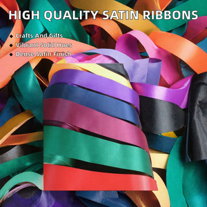 Rubans en satin personnalisés à une face, couleur unie, en polyester tissé, pour décorations artisanales, rouge, vert, violet, bleu, jaune, orange, noir - Product Image 2