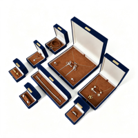 Boîte d'emballage pour bijoux en cuir PU avec logo personnalisé, boîte cadeau pour bague, collier, boucles d'oreilles, bracelet, pour bijouterie